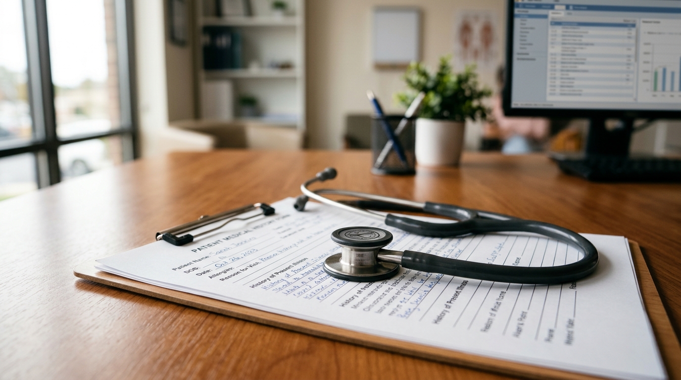 Stethoscope on a medical form