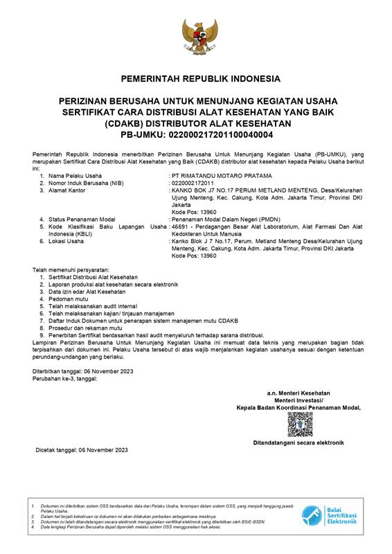 Sertifikat Standar CDAKB Kemenkes RI